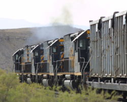 Heading away from MP 607 with empty trash cars
