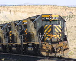 The returning power zips along the main near MP 606