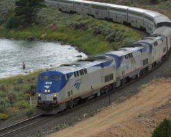 An alternate view of Amtrak's eastbound Zephyr at Yarmony, just east of Bond.