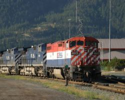 SQJO, lead by BCOL 4613, sits in the Lillooet yard, awaiting departure.