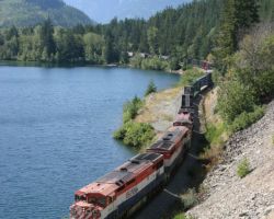 SQJO leaves the siding at Birken to continue its trip north.