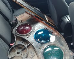 With the bolts removed, both pieces fit in the rental car nicely.