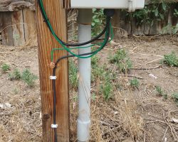 Showing the control wire and grounding outside the control box.