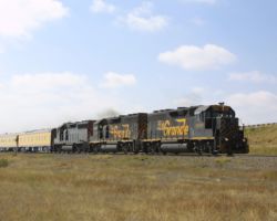After clearing Pueblo, the crew wastes little time getting the train up to track speed.