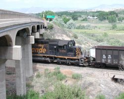 From the same location as #4, DRGW 5356 disappears under the Colorado Hwy. 120 bridge.