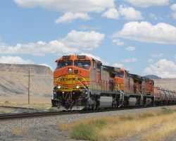 The first mainline train of the trip - BNSF 4747 leads a westbound manifest through Brendel, UT, also notable as the junction to the Cane Creek Branch.