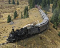 With the helpers off, 489 heads downhill out of Chama towards Osier and lunch.