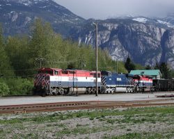 And a northbound at Squamish, moving about the north end of the yard