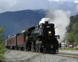 3716 heading south along the ocean at Britannia Beach, BC, around 1830h.