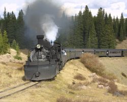 After catching some lunch, it was back up to Los Pinos to catch the westbound train, led by CATS 487. Unfortunately, my shots from around the Los Pinos tank didn't come out as well as I'd liked, so I used this shot from Apache Crossing between there and Cumbres.
