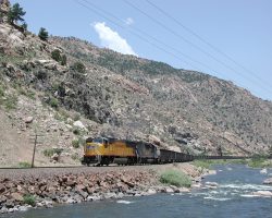Sure nice to see a real train snaking its way up through the Arkansas River Canyon again.