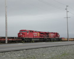 An empty intermodal leaves Roberts Bank