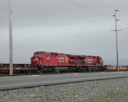 An empty intermodal leaves Roberts Bank