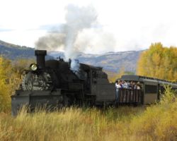 Winding up the trip as the train crosses Hwy 17 coming into Chama, NM.