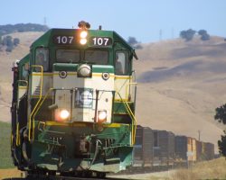 My favorite shot for the entire trip, and evidence I need a better quality telephoto lens. CFNR 107 rounds the curve on the downgrade coming into Napa Junction.