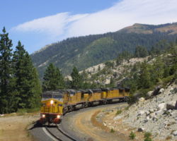 Coming around the corner at Yuba Pass on 18-Aug-2001.