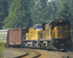 With the elimination of helpers over Donner, DPU power such as these two on the back of UP 9391 West have become common.