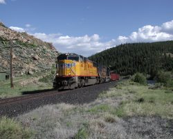 Arriving in Granite and about to cross the town's only grade crossing.