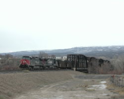 Sitting on the Colorado River bridge, SP 174 waits to come off the North Fork