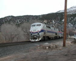 The westbound Zephyr, leaving Glenwood Springs