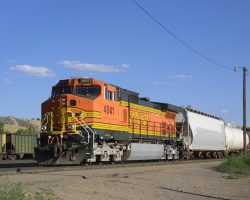 A definitely new twist on BNSF manifest traffic - DPU units tacked on the end.