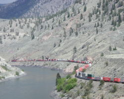 Big, wide-open country, with the stacker from earlier.