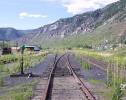 Since I got skunked railfanning from Helper to Dotsero, I decided to follow the west end of Tennessee Pass instead, to compliment the trip up the east side last month. Here, we're looking south (railroad east) at the north end of Minturn.