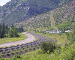 Viewed from the east side, this is what the main section of the yard looks like looking north (railroad west).