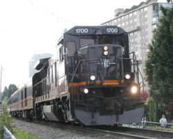 The Northwind passes milepost five, winding through North Vancouver