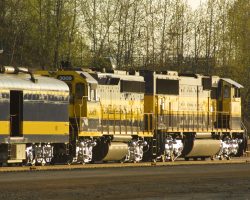 My first Alaska RR shot in nearly 13 years - the southbound Denali Star sits at the Anchorage depot after unloading on 20-May-2002.
