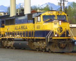 The southbound Denali Star finally arrives at Anchorage, nearly 90 minutes late.