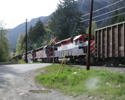 Mid-train helpers anyone? While a bad shot all around, it does show the start of the downgrade into Pemberton/Whistler.