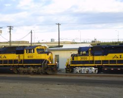 Unfortunately, 2130h is the Whittier train's arrival slot, so the two actually had to share the depot facilities. It's good thing the Whittier train was a single car and locomotive.