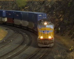 Calling it a day - with the usable light almost gone for the day, I got one more shot of the westbound in the cut at James, right before the line ducks under the highway, descends through a horseshoe, and cuts back southwest under the highway to head for Oroville.
