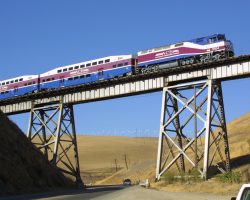 Heading for Stockton, I decided to check out Altamont Pass briefly. In the right light, there are some interesting shots down through here. Unfortunately, the only thing I got was a commuter train (I believe there are only 2-4 freights/day).