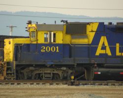 ARR 2001, serving as a yard switcher, basks in the evening sun on Friday.