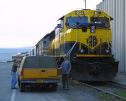 With the train running so late, Fairbanks crews are anxious to get aboard and get their work completed.