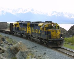 Apparently a good location for spotting whales in the Arm, Beluga Point is also a good place for spotting trains...