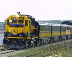 And the mystery southbound is the returning passenger train, this time with 3014 on the front.