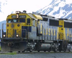 Awaiting the passage of 3009 to Whittier, 2801 and 2807 finish their brake test.