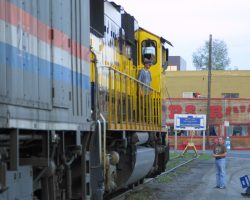 The northbound Denali Star finishes its run just a few feet from the North End of the Mainline sign in Fairbanks.