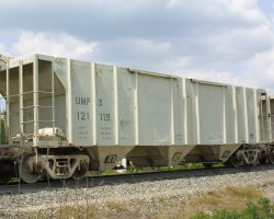 A UNPX car (121119), seen near Bradley Junction on 6-May.