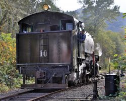 With the day's work done, Crossett Western #10 returns to the shops at Chelatchie.