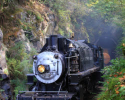 Emerging from the west end of the Moulton Falls tunnel