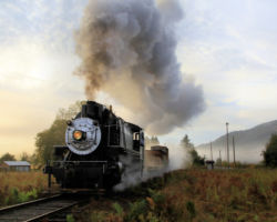 Crossett Western 10 leads through the morning fog at sunrise on Monday just south of Yacolt, WA