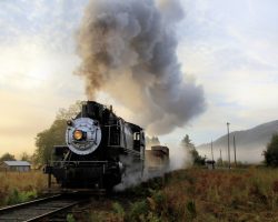 Crossett Western 10 leads through the morning fog at sunrise on Monday just south of Yacolt, WA