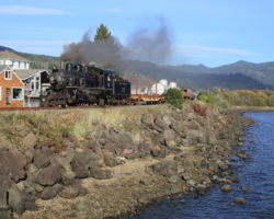 In the afternoon sun and under clear skies, 25 heads north out of Garibaldi