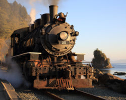 One of the "Three Graces" - big eroded rocks out in the bay - and 25 in the evening light, just south of Barview.