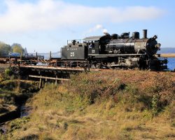 25 and train cross the oft-photographed Vosberg Creek in Wheeler