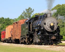 First thing Saturday morning, the train charges eastward into the Palestine station for a great first run-by.